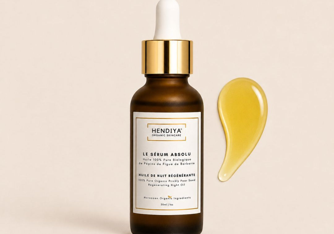 Gamme Hendiya à la figue de barbarie : Le Sérum Absolu, La Crème Lumière, La Crème Satinée et L'Huile Divine