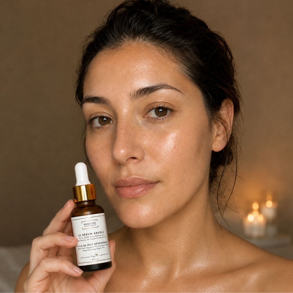 Le Sérum Absolu, huile de nuit bio Hendiya à la figue de barbarie, ambiance rituel du soir